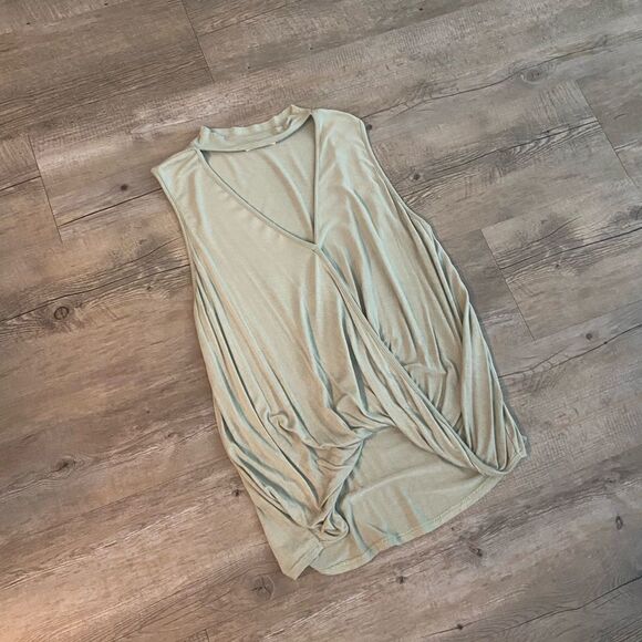 Wasabi + Mint Green Tank Top with Vneck cutout - Picture 1 of 4